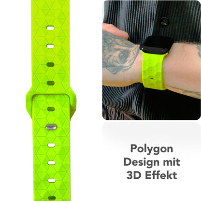 NALIA Hexion Armband für Apple Watch Series SE/10/9/8/7/6/5/4/3/2/1, Gehäusegröße 38/40/41/42mm, Silikon Loop Sportarmband mit Steck-Pin & im Hexagon Design Neon Gelb NALIA Silikon Armband