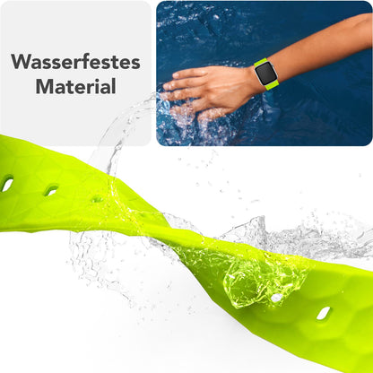 NALIA Hexion Armband für Apple Watch Series SE/10/9/8/7/6/5/4/3/2/1, Gehäusegröße 38/40/41/42mm, Silikon Loop Sportarmband mit Steck-Pin & im Hexagon Design Neon Gelb NALIA Silikon Armband