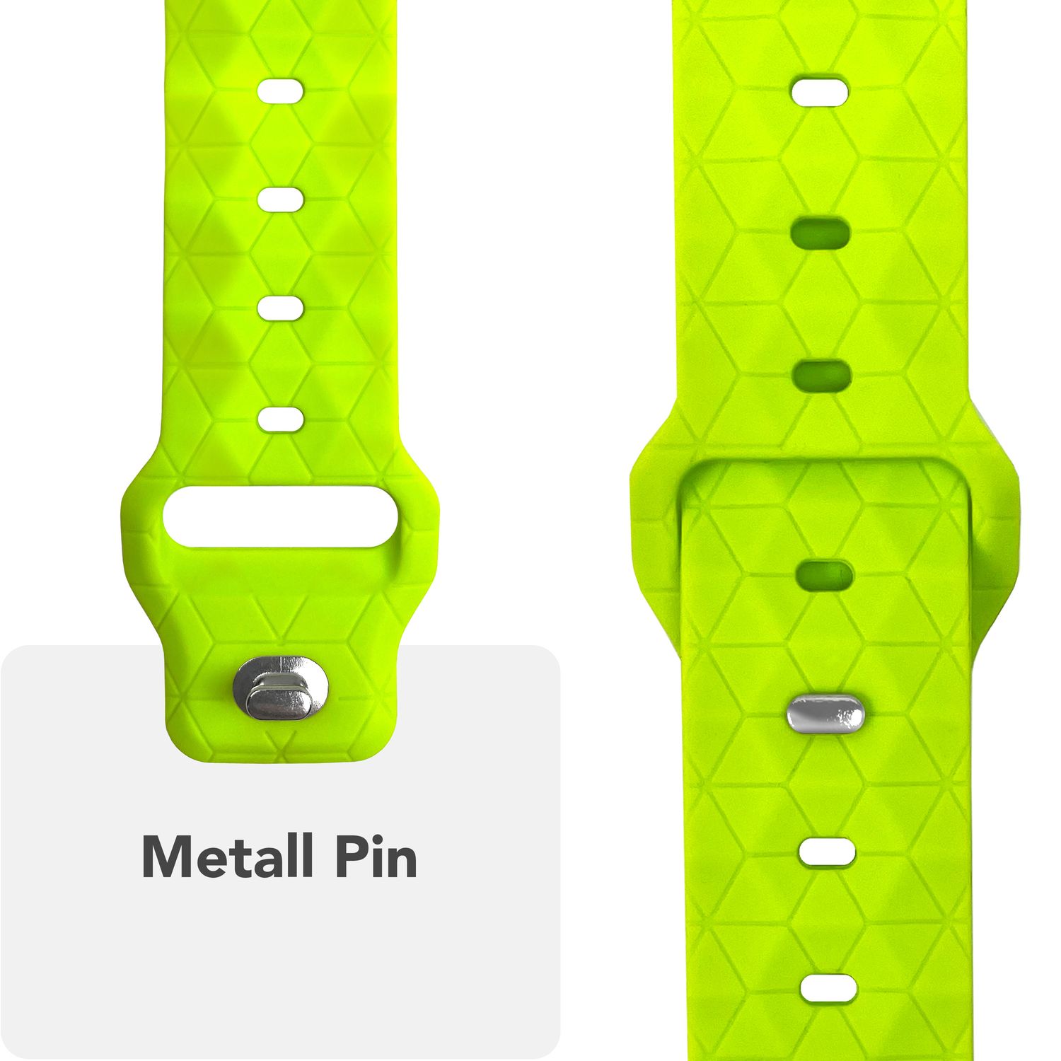 NALIA Hexion Armband für Apple Watch Series SE/10/9/8/7/6/5/4/3/2/1, Gehäusegröße 38/40/41/42mm, Silikon Loop Sportarmband mit Steck-Pin & im Hexagon Design Neon Gelb NALIA Silikon Armband