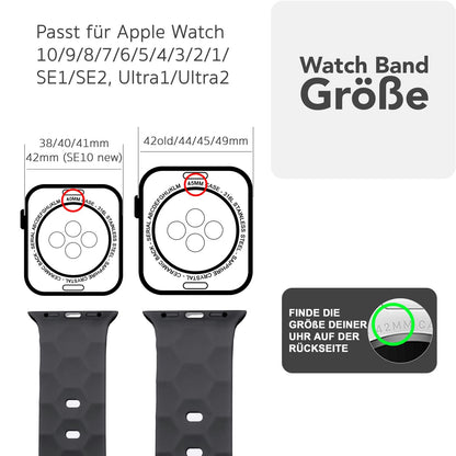 NALIA Hexion Armband für Apple Watch Series SE/10/9/8/7/6/5/4/3/2/1, Gehäusegröße 38/40/41/42mm, Silikon Loop Sportarmband mit Steck-Pin & im Hexagon Design Graphitgrau NALIA Silikon Armband