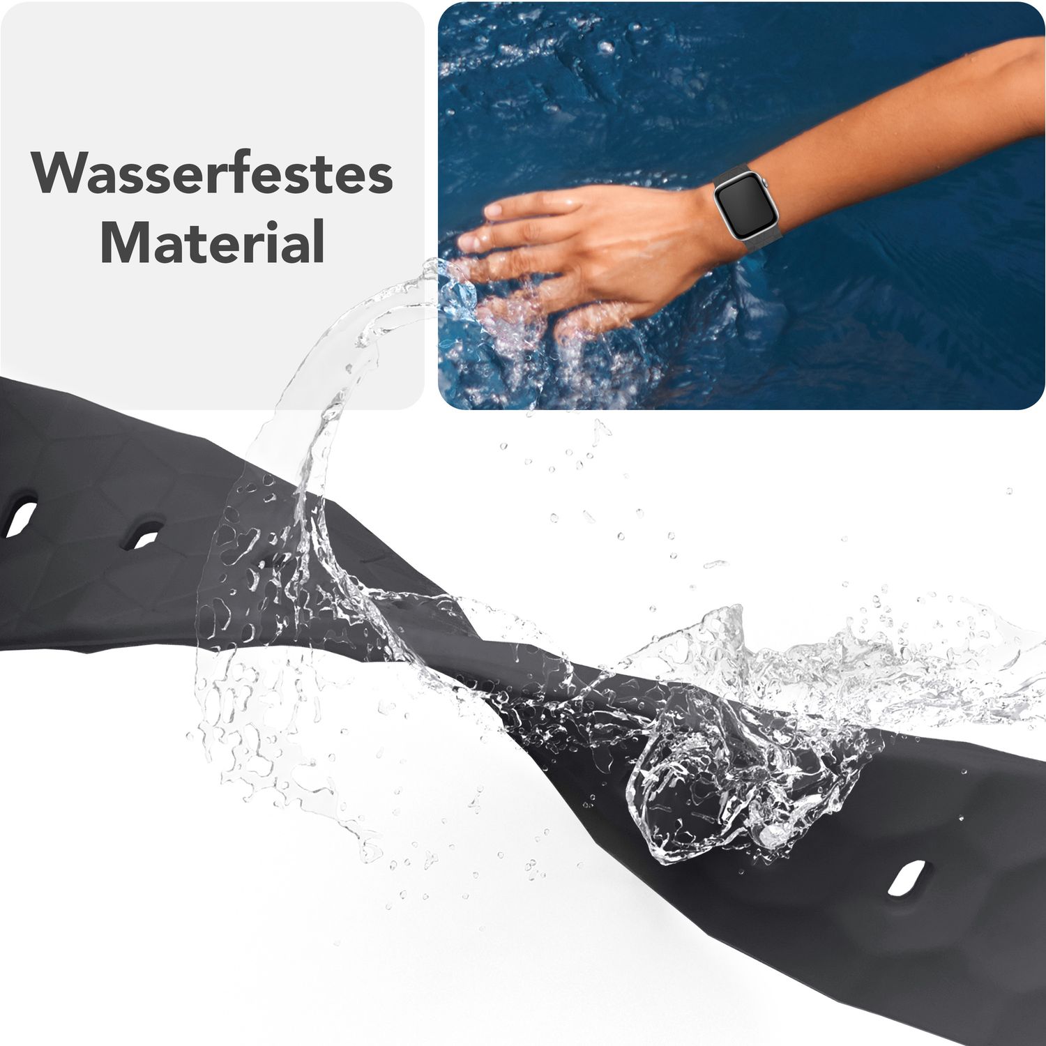 NALIA Hexion Armband für Apple Watch Series SE/10/9/8/7/6/5/4/3/2/1, Gehäusegröße 38/40/41/42mm, Silikon Loop Sportarmband mit Steck-Pin & im Hexagon Design Graphitgrau NALIA Silikon Armband