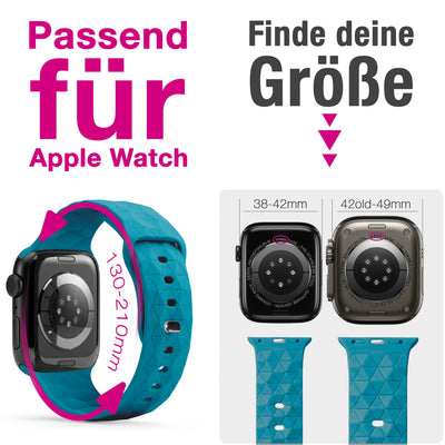 NALIA Hexion Armband kompatibel mit Apple Watch Armband Series SE/iWatch 10 9 8 7 6 5 4 3 2 1, 38/40/41/42mm, Silikon Loop mit Hexagon Design, Sportarmband Steck-Pin-Verschluss Atlantikblau NALIA Silikon Armband