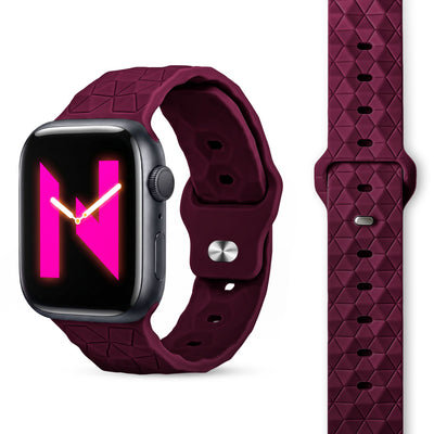 NALIA Hexion Armband kompatibel mit Apple Watch Armband Series SE/iWatch 10 9 8 7 6 5 4 3 2 1, 38/40/41/42mm, Silikon Loop mit Hexagon Design, Sportarmband Steck-Pin-Verschluss Bordeauxrot NALIA Silikon Armband