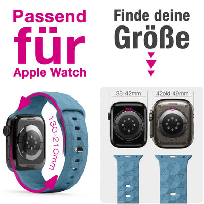 NALIA Hexion Armband kompatibel mit Apple Watch Armband Series SE/iWatch 10 9 8 7 6 5 4 3 2 1, 38/40/41/42mm, Silikon Loop mit Hexagon Design, Sportarmband Steck-Pin-Verschluss Nebelblau NALIA Silikon Armband