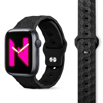 NALIA Hexion Armband kompatibel mit Apple Watch Armband Series SE/iWatch 10 9 8 7 6 5 4 3 2 1, 38/40/41/42mm, Silikon Loop mit Hexagon Design, Sportarmband Steck-Pin-Verschluss Tiefschwarz NALIA Silikon Armband