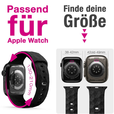 NALIA Hexion Armband kompatibel mit Apple Watch Armband Series SE/iWatch 10 9 8 7 6 5 4 3 2 1, 38/40/41/42mm, Silikon Loop mit Hexagon Design, Sportarmband Steck-Pin-Verschluss Tiefschwarz NALIA Silikon Armband