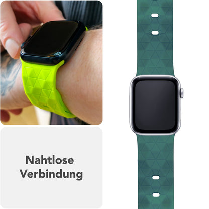 NALIA Hexion Armband für Apple Watch Series Ultra/SE/10/9/8/7/6/5/4/3/2/1, Gehäusegröße 42/44/45/46/49mm, Silikon Loop Sportarmband mit Steck-Pin & im Hexagon Design