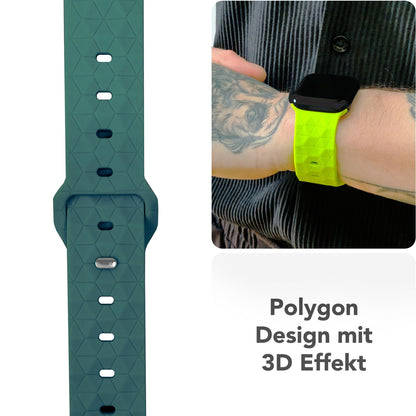 NALIA Hexion Armband für Apple Watch Series Ultra/SE/10/9/8/7/6/5/4/3/2/1, Gehäusegröße 42/44/45/46/49mm, Silikon Loop Sportarmband mit Steck-Pin & im Hexagon Design