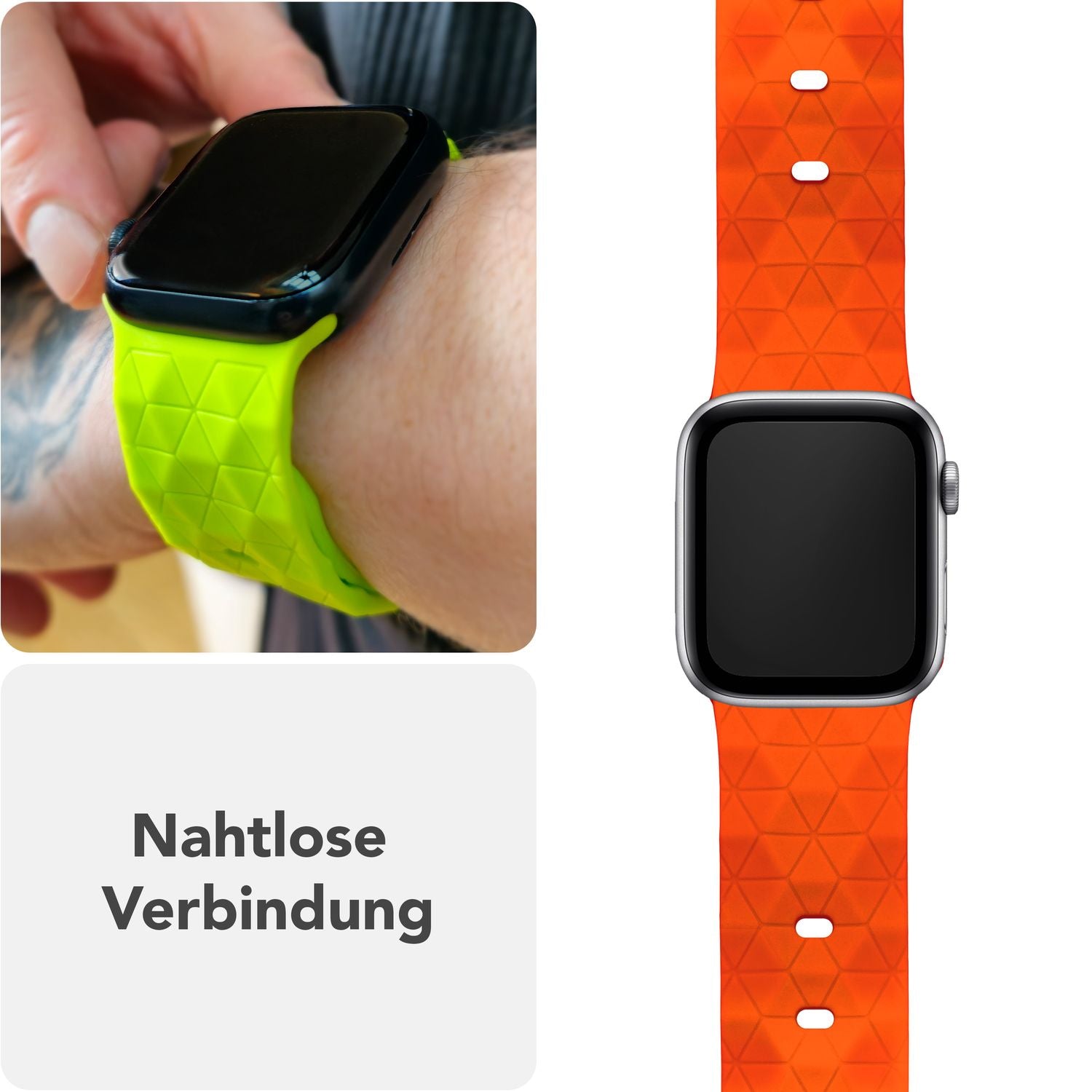 NALIA Hexion Armband für Apple Watch Series Ultra/SE/10/9/8/7/6/5/4/3/2/1, Gehäusegröße 42/44/45/46/49mm, Silikon Loop Sportarmband mit Steck-Pin & im Hexagon Design