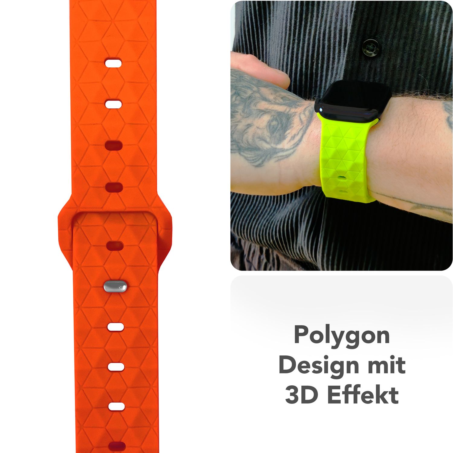 NALIA Hexion Armband für Apple Watch Series Ultra/SE/10/9/8/7/6/5/4/3/2/1, Gehäusegröße 42/44/45/46/49mm, Silikon Loop Sportarmband mit Steck-Pin & im Hexagon Design