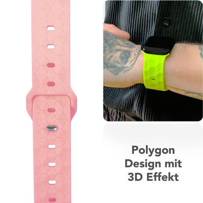 NALIA Hexion Armband für Apple Watch Series Ultra/SE/10/9/8/7/6/5/4/3/2/1, Gehäusegröße 42/44/45/46/49mm, Silikon Loop Sportarmband mit Steck-Pin & im Hexagon Design