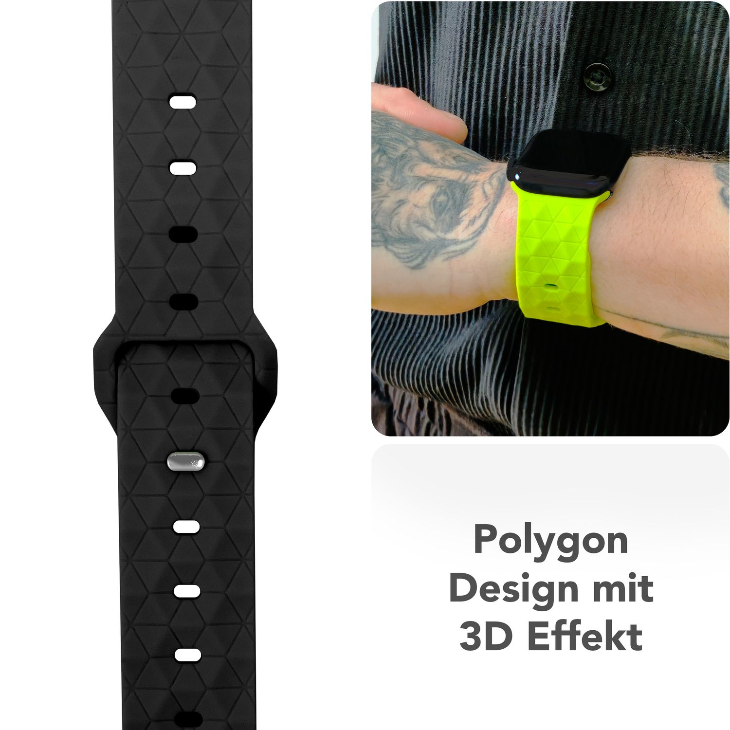 NALIA Hexion Armband für Apple Watch Series Ultra/SE/10/9/8/7/6/5/4/3/2/1, Gehäusegröße 42/44/45/46/49mm, Silikon Loop Sportarmband mit Steck-Pin & im Hexagon Design