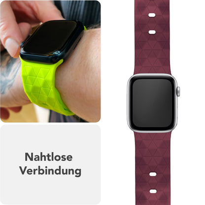 NALIA Hexion Armband für Apple Watch Series Ultra/SE/10/9/8/7/6/5/4/3/2/1, Gehäusegröße 42/44/45/46/49mm, Silikon Loop Sportarmband mit Steck-Pin & im Hexagon Design