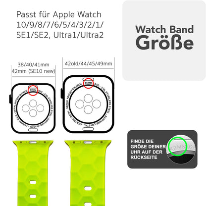NALIA Hexion Armband für Apple Watch Series Ultra/SE/10/9/8/7/6/5/4/3/2/1, Gehäusegröße 42/44/45/46/49mm, Silikon Loop Sportarmband mit Steck-Pin & im Hexagon Design