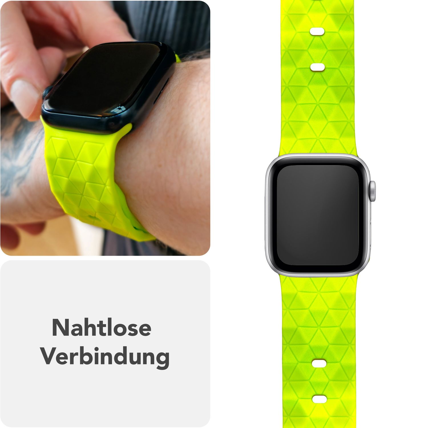 NALIA Hexion Armband für Apple Watch Series Ultra/SE/10/9/8/7/6/5/4/3/2/1, Gehäusegröße 42/44/45/46/49mm, Silikon Loop Sportarmband mit Steck-Pin & im Hexagon Design