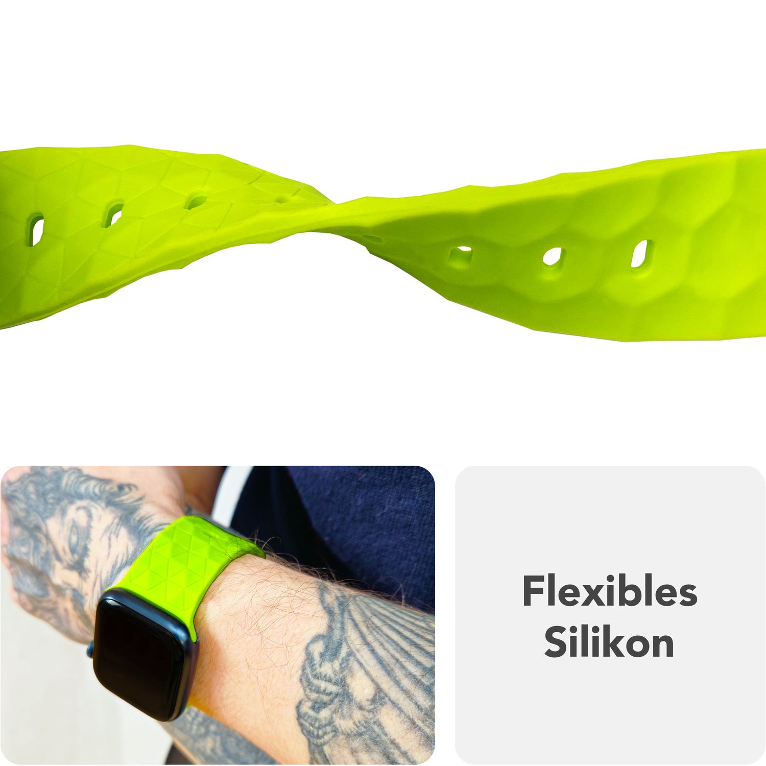 NALIA Hexion Armband für Apple Watch Series Ultra/SE/10/9/8/7/6/5/4/3/2/1, Gehäusegröße 42/44/45/46/49mm, Silikon Loop Sportarmband mit Steck-Pin & im Hexagon Design