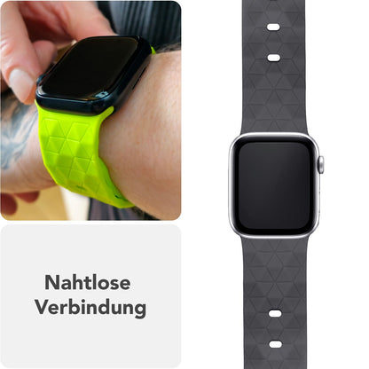 NALIA Hexion Armband für Apple Watch Series Ultra/SE/10/9/8/7/6/5/4/3/2/1, Gehäusegröße 42/44/45/46/49mm, Silikon Loop Sportarmband mit Steck-Pin & im Hexagon Design
