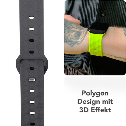 NALIA Hexion Armband für Apple Watch Series Ultra/SE/10/9/8/7/6/5/4/3/2/1, Gehäusegröße 42/44/45/46/49mm, Silikon Loop Sportarmband mit Steck-Pin & im Hexagon Design