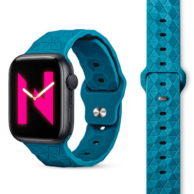 NALIA Hexion Silikon Armband kompatibel mit Apple Watch Armband iWatch Series Ultra/SE 10 9 8 7 6 5 4 3 2 1, 42/44/45/46/49mm, Watch Silikonband Sportarmband mit Steck-Pin Atlantikblau NALIA Silikon Armband