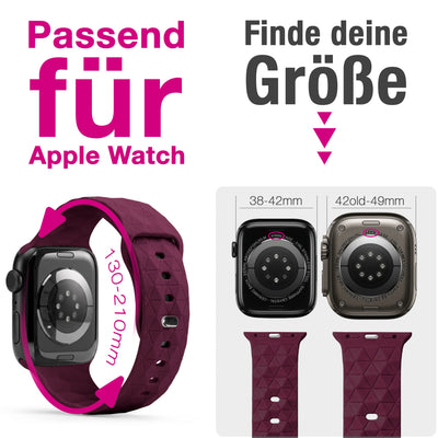 NALIA Hexion Silikon Armband kompatibel mit Apple Watch Armband iWatch Series Ultra/SE 10 9 8 7 6 5 4 3 2 1, 42/44/45/46/49mm, Watch Silikonband Sportarmband mit Steck-Pin Bordeauxrot NALIA Silikon Armband