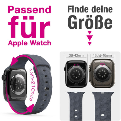 NALIA Hexion Silikon Armband kompatibel mit Apple Watch Armband iWatch Series Ultra/SE 10 9 8 7 6 5 4 3 2 1, 42/44/45/46/49mm, Watch Silikonband Sportarmband mit Steck-Pin Graphitgrau NALIA Silikon Armband