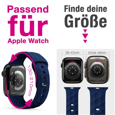 NALIA Hexion Silikon Armband kompatibel mit Apple Watch Armband iWatch Series Ultra/SE 10 9 8 7 6 5 4 3 2 1, 42/44/45/46/49mm, Watch Silikonband Sportarmband mit Steck-Pin Marineblau NALIA Silikon Armband