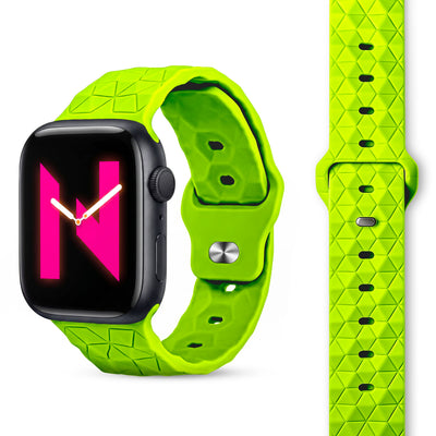 NALIA Hexion Silikon Armband kompatibel mit Apple Watch Armband iWatch Series Ultra/SE 10 9 8 7 6 5 4 3 2 1, 42/44/45/46/49mm, Watch Silikonband Sportarmband mit Steck-Pin Neon Gelb NALIA Silikon Armband