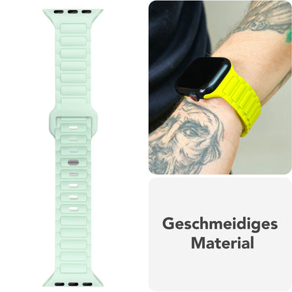 NALIA Pulse Armband für Apple Watch Series SE/10/9/8/7/6/5/4/3/2/1, Gehäusegröße 38/40/41/42mm, 3D Textur Silikon Sportarmband mit Steck-Pin Verschluss Eisminze NALIA Silikon Armband