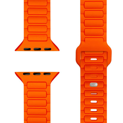 NALIA Pulse Armband für Apple Watch Series SE/10/9/8/7/6/5/4/3/2/1, Gehäusegröße 38/40/41/42mm, 3D Textur Silikon Sportarmband mit Steck-Pin Verschluss Neon Orange NALIA Silikon Armband