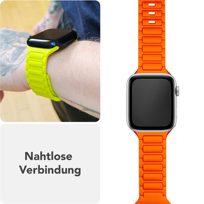 NALIA Pulse Armband für Apple Watch Series SE/10/9/8/7/6/5/4/3/2/1, Gehäusegröße 38/40/41/42mm, 3D Textur Silikon Sportarmband mit Steck-Pin Verschluss Neon Orange NALIA Silikon Armband