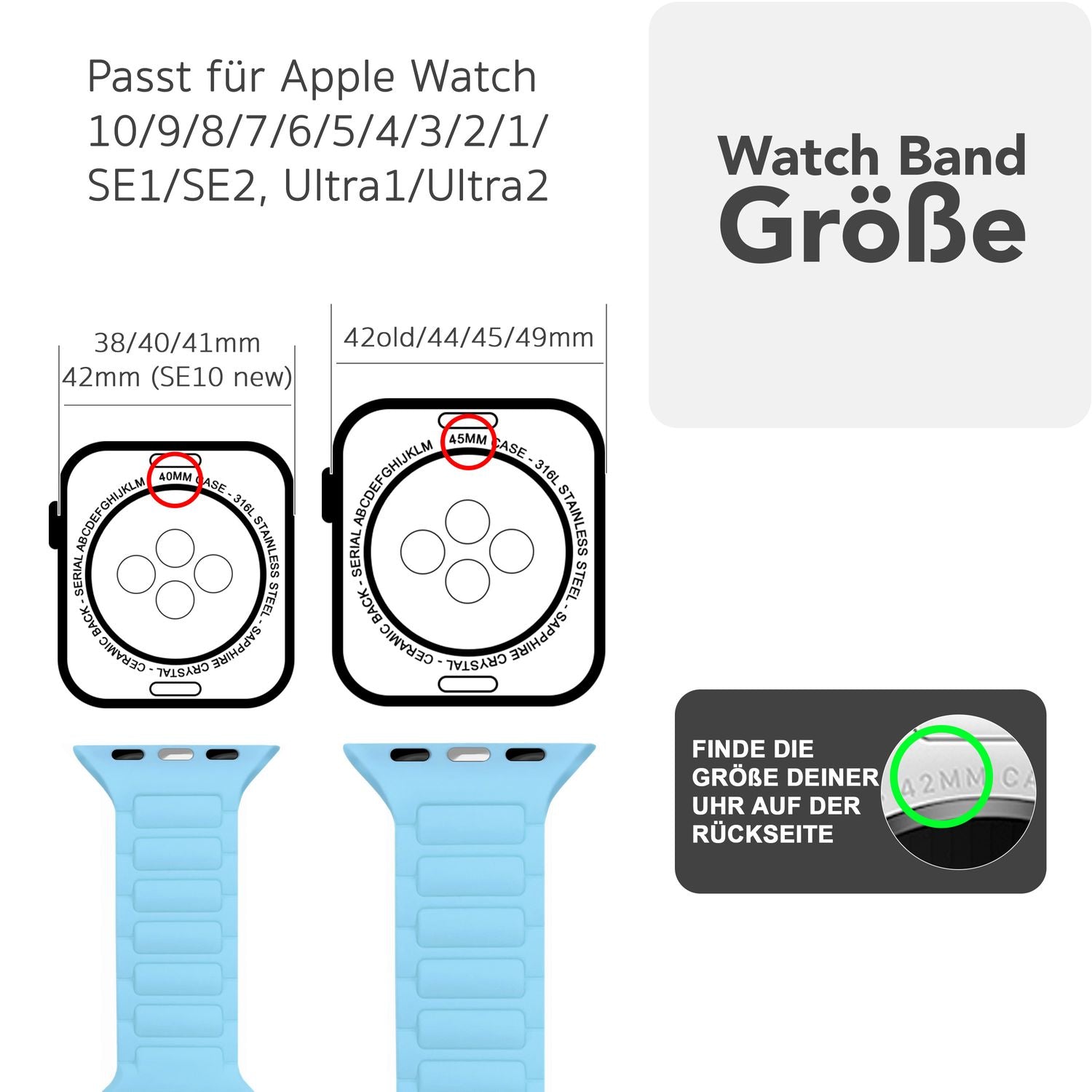 NALIA Pulse Armband für Apple Watch Series SE/10/9/8/7/6/5/4/3/2/1, Gehäusegröße 38/40/41/42mm, 3D Textur Silikon Sportarmband mit Steck-Pin Verschluss Ozeanblau NALIA Silikon Armband