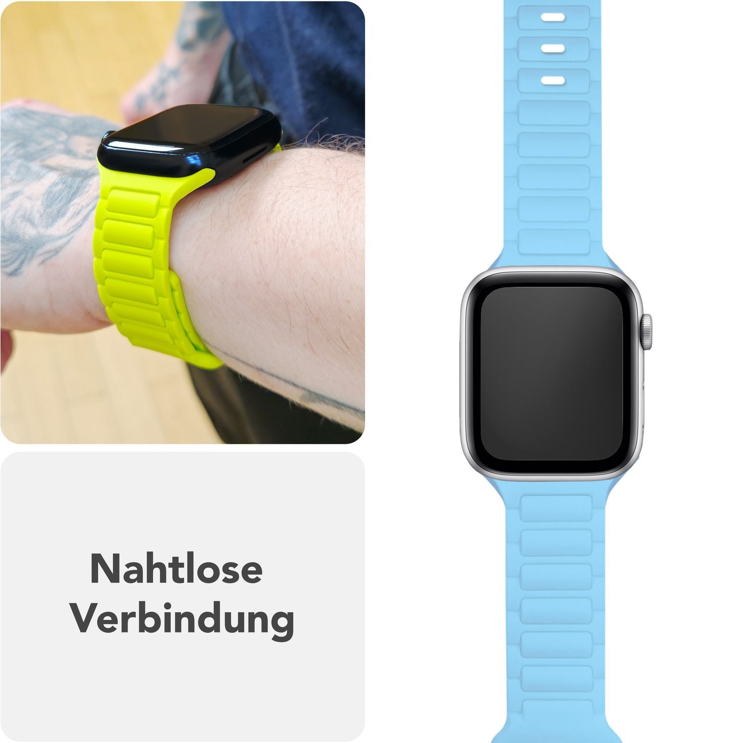 NALIA Pulse Armband für Apple Watch Series SE/10/9/8/7/6/5/4/3/2/1, Gehäusegröße 38/40/41/42mm, 3D Textur Silikon Sportarmband mit Steck-Pin Verschluss Ozeanblau NALIA Silikon Armband