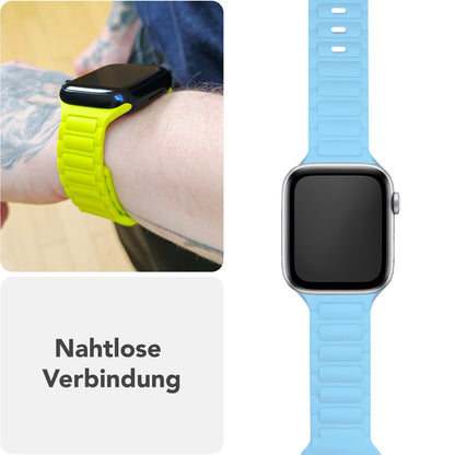 NALIA Pulse Armband für Apple Watch Series SE/10/9/8/7/6/5/4/3/2/1, Gehäusegröße 38/40/41/42mm, 3D Textur Silikon Sportarmband mit Steck-Pin Verschluss Ozeanblau NALIA Silikon Armband