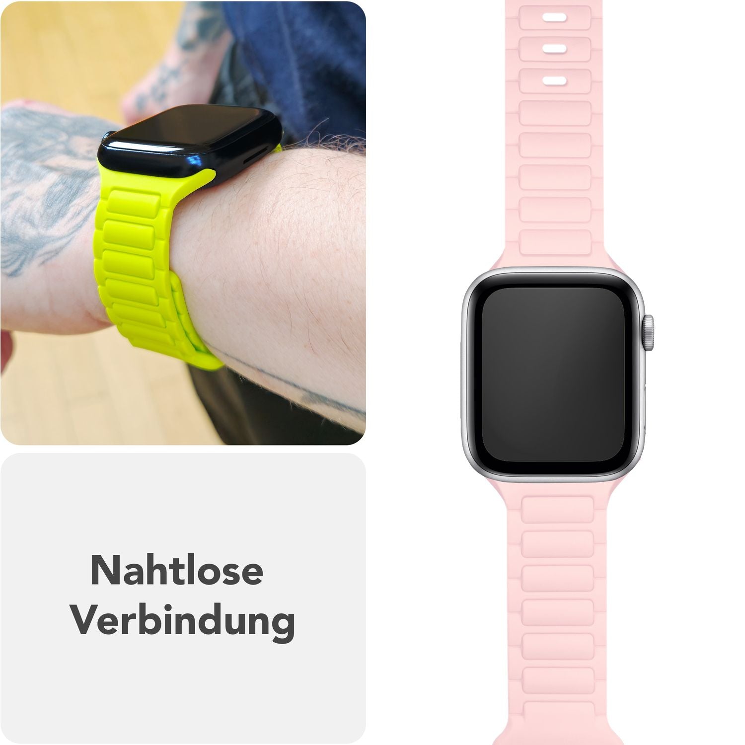 NALIA Pulse Armband für Apple Watch Series SE/10/9/8/7/6/5/4/3/2/1, Gehäusegröße 38/40/41/42mm, 3D Textur Silikon Sportarmband mit Steck-Pin Verschluss Zartrosa NALIA Silikon Armband
