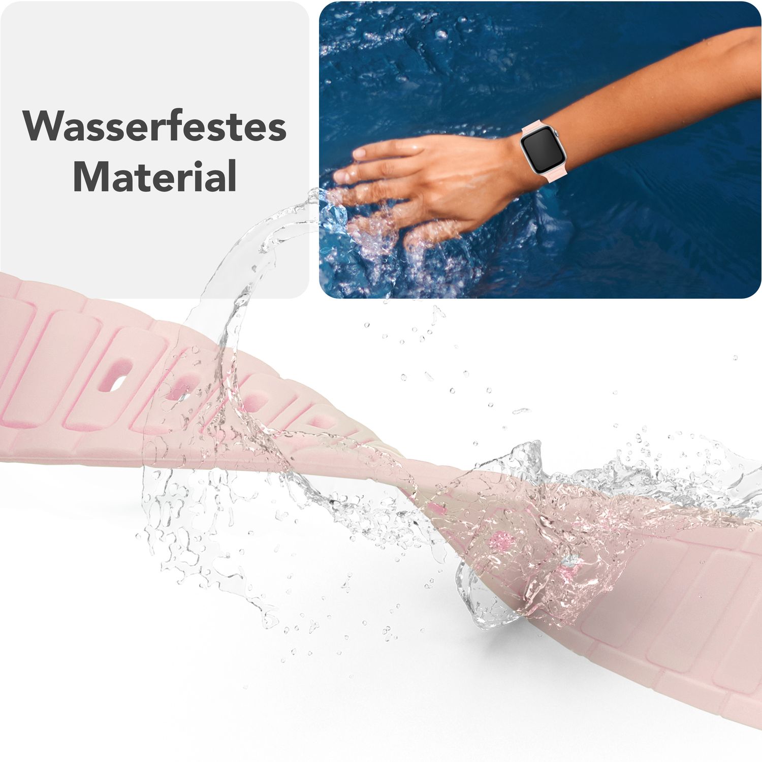 NALIA Pulse Armband für Apple Watch Series SE/10/9/8/7/6/5/4/3/2/1, Gehäusegröße 38/40/41/42mm, 3D Textur Silikon Sportarmband mit Steck-Pin Verschluss Zartrosa NALIA Silikon Armband