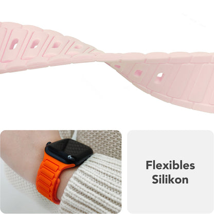 NALIA Pulse Armband für Apple Watch Series SE/10/9/8/7/6/5/4/3/2/1, Gehäusegröße 38/40/41/42mm, 3D Textur Silikon Sportarmband mit Steck-Pin Verschluss Zartrosa NALIA Silikon Armband