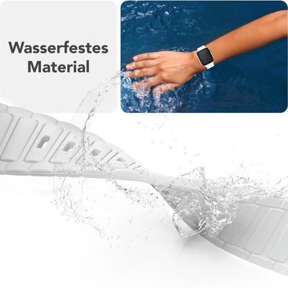 NALIA Pulse Armband für Apple Watch Series SE/10/9/8/7/6/5/4/3/2/1, Gehäusegröße 38/40/41/42mm, 3D Textur Silikon Sportarmband mit Steck-Pin Verschluss Polarweiß NALIA Silikon Armband