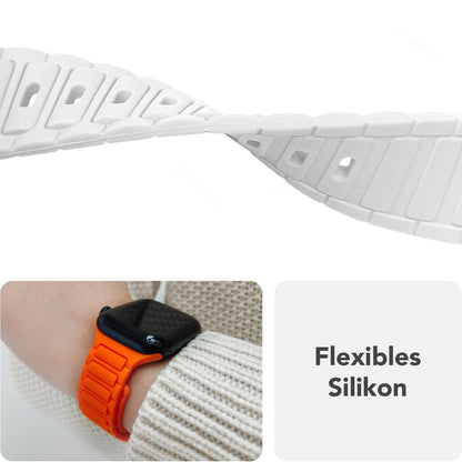 NALIA Pulse Armband für Apple Watch Series SE/10/9/8/7/6/5/4/3/2/1, Gehäusegröße 38/40/41/42mm, 3D Textur Silikon Sportarmband mit Steck-Pin Verschluss Polarweiß NALIA Silikon Armband