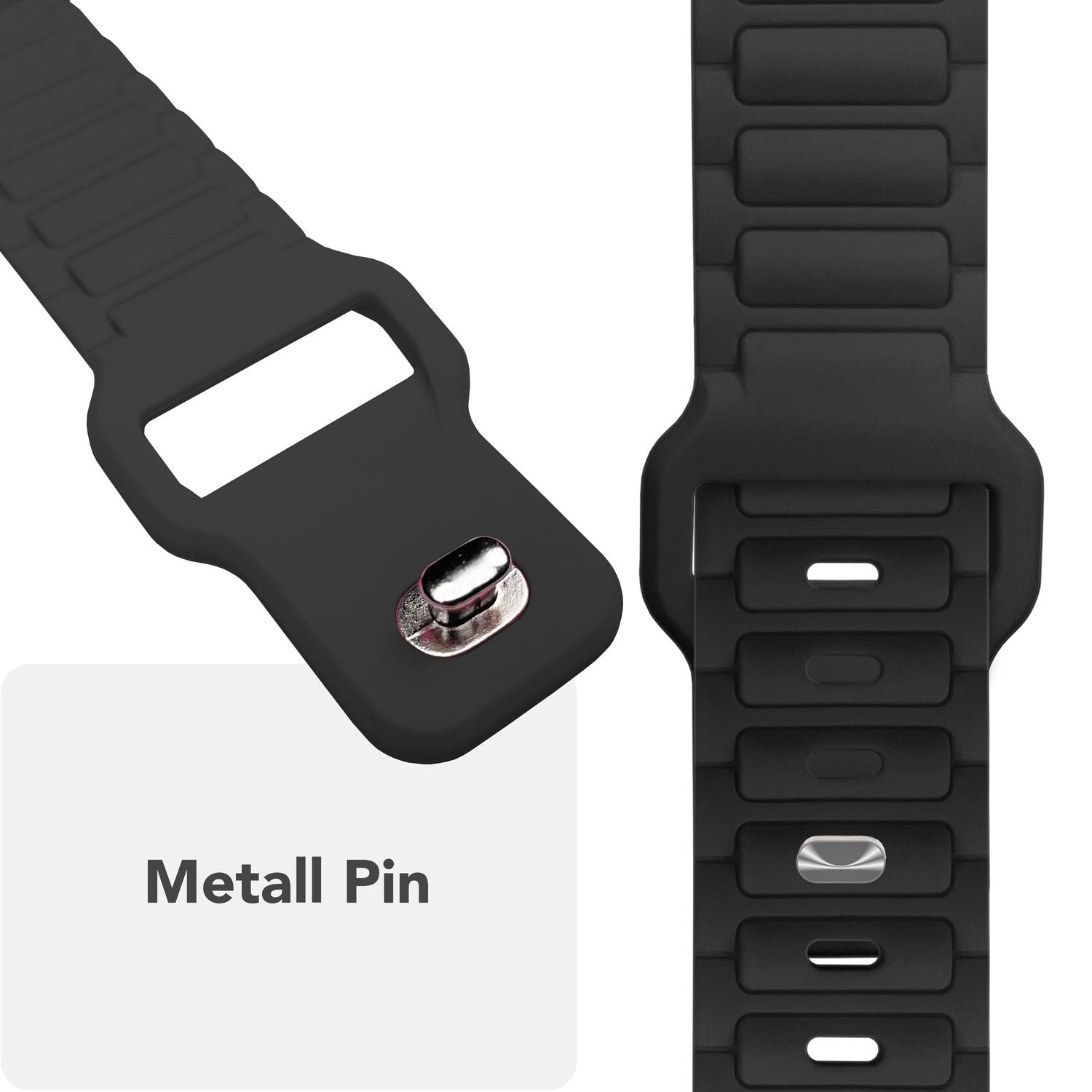 NALIA Pulse Armband für Apple Watch Series SE/10/9/8/7/6/5/4/3/2/1, Gehäusegröße 38/40/41/42mm, 3D Textur Silikon Sportarmband mit Steck-Pin Verschluss Nachtschwarz NALIA Silikon Armband