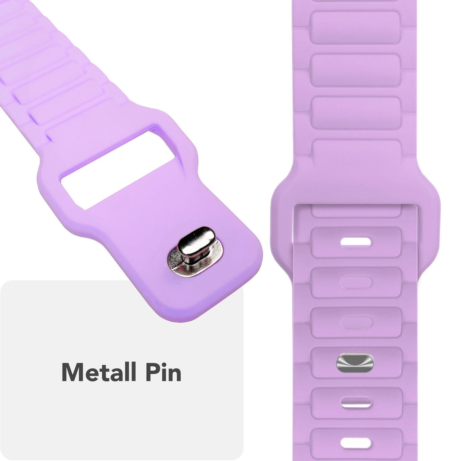 NALIA Pulse Armband für Apple Watch Series SE/10/9/8/7/6/5/4/3/2/1, Gehäusegröße 38/40/41/42mm, 3D Textur Silikon Sportarmband mit Steck-Pin Verschluss Flieder Lila NALIA Silikon Armband