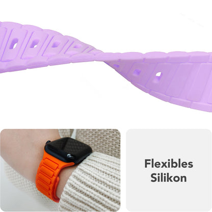 NALIA Pulse Armband für Apple Watch Series SE/10/9/8/7/6/5/4/3/2/1, Gehäusegröße 38/40/41/42mm, 3D Textur Silikon Sportarmband mit Steck-Pin Verschluss Flieder Lila NALIA Silikon Armband