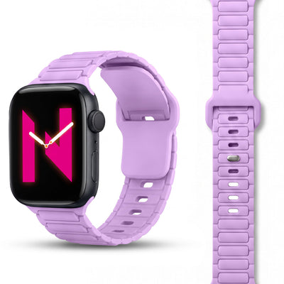 NALIA Pulse Silikon Armband kompatibel mit Apple Watch Armband iWatch Series SE/10/9/8/7/6/5/4/3/2/1, 38/40/41/42mm, 3D Textur Sportarmband mit Steck-Pin Verschluss Flieder Lila NALIA Silikon Armband