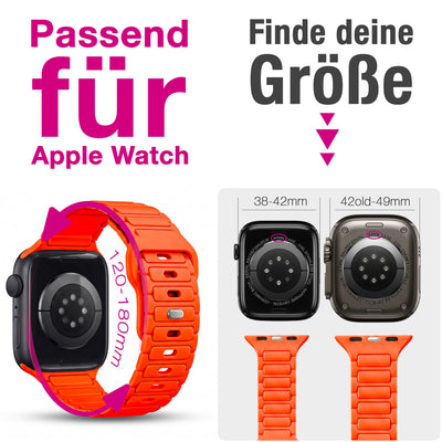 NALIA Pulse Silikon Armband kompatibel mit Apple Watch Armband iWatch Series SE/10/9/8/7/6/5/4/3/2/1, 38/40/41/42mm, 3D Textur Sportarmband mit Steck-Pin Verschluss Neon Orange NALIA Silikon Armband