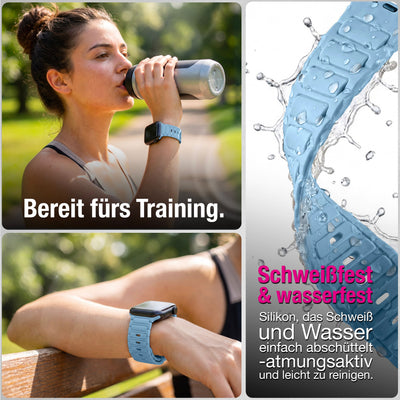 NALIA Pulse Silikon Armband kompatibel mit Apple Watch Armband iWatch Series SE/10/9/8/7/6/5/4/3/2/1, 38/40/41/42mm, 3D Textur Sportarmband mit Steck-Pin Verschluss Ozeanblau NALIA Silikon Armband