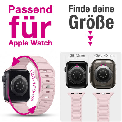 NALIA Pulse Silikon Armband kompatibel mit Apple Watch Armband iWatch Series SE/10/9/8/7/6/5/4/3/2/1, 38/40/41/42mm, 3D Textur Sportarmband mit Steck-Pin Verschluss Zartrosa NALIA Silikon Armband