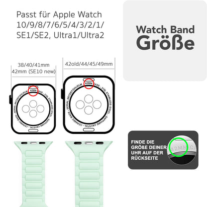NALIA Pulse Armband für Apple Watch Series Ultra/SE/10/9/8/7/6/5/4/3/2/1, Gehäusegröße 42/44/45/46/49mm, 3D Textur Silikon Sportarmband mit Steck-Pin Verschluss Eisminze NALIA Silikon Armband