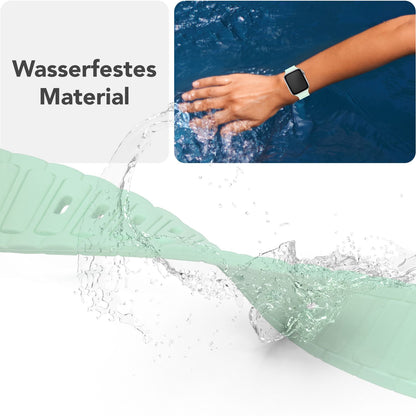 NALIA Pulse Armband für Apple Watch Series Ultra/SE/10/9/8/7/6/5/4/3/2/1, Gehäusegröße 42/44/45/46/49mm, 3D Textur Silikon Sportarmband mit Steck-Pin Verschluss Eisminze NALIA Silikon Armband