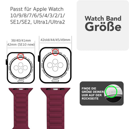NALIA Pulse Armband für Apple Watch Series Ultra/SE/10/9/8/7/6/5/4/3/2/1, Gehäusegröße 42/44/45/46/49mm, 3D Textur Silikon Sportarmband mit Steck-Pin Verschluss Bordeauxrot NALIA Silikon Armband