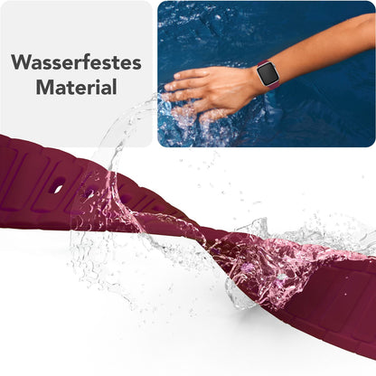 NALIA Pulse Armband für Apple Watch Series Ultra/SE/10/9/8/7/6/5/4/3/2/1, Gehäusegröße 42/44/45/46/49mm, 3D Textur Silikon Sportarmband mit Steck-Pin Verschluss Bordeauxrot NALIA Silikon Armband