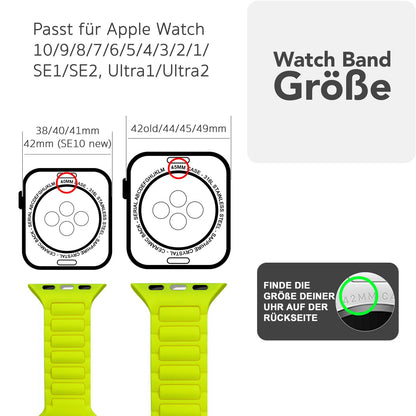 NALIA Pulse Armband für Apple Watch Series Ultra/SE/10/9/8/7/6/5/4/3/2/1, Gehäusegröße 42/44/45/46/49mm, 3D Textur Silikon Sportarmband mit Steck-Pin Verschluss Neon Gelb NALIA Silikon Armband